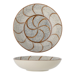 Bloomingville Heikki serveerkom bruin/blauw keramiek Ø32x H9 cm