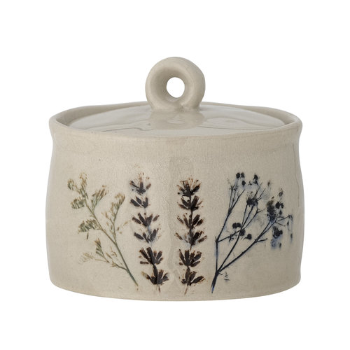 Bloomingville Bea opbergpot/suikerpot met deksel natuur keramiek Bloomingville Bea opbergpot/suikerpot met deksel natuur keramiek