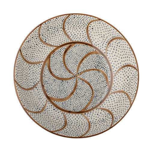 Bloomingville Heikki serveerkom bruin/blauw keramiek Ø32x H9 cm