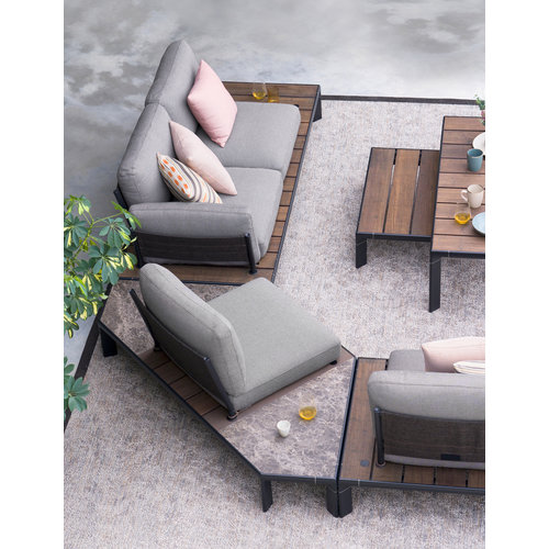 Emu Tami 2-zit outdoor sofa zwart/bamboe incl. zit-en rugkussens