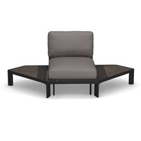 Tami outdoor sofa hoekelement/1-zit zwart/bamboe incl. zit-en rugkussens