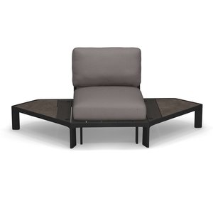 Emu Tami outdoor sofa hoekelement/1-zit zwart/bamboe incl. zit-en rugkussens