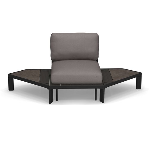 Emu Tami outdoor sofa hoekelement/1-zit zwart/bamboe incl. zit-en rugkussens