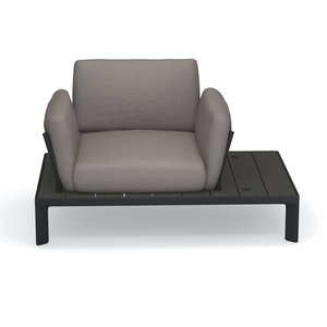 Emu Tami outdoor sofa loungestoel/1-zit zwart/bamboe incl. zit-en rugkussens