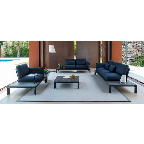Emu Tami outdoor sofa loungestoel/1-zit zwart/bamboe incl. zit-en rugkussens