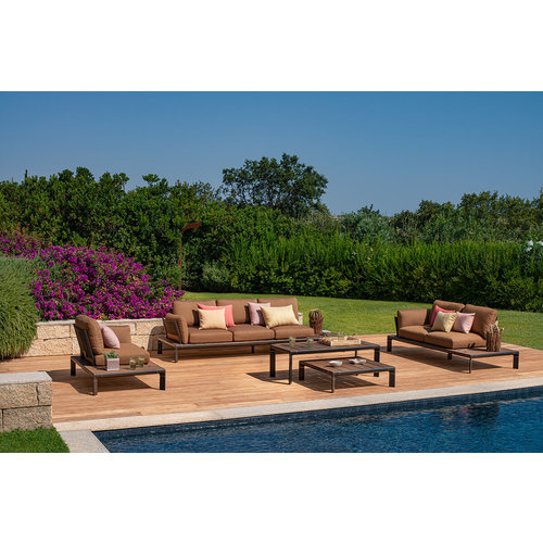 Emu Tami outdoor sofa loungestoel/1-zit zwart/bamboe incl. zit-en rugkussens