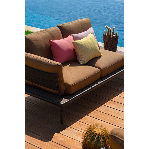 Emu Tami outdoor sofa loungestoel/1-zit zwart/bamboe incl. zit-en rugkussens