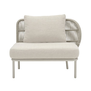 Vincent Sheppard Kodo modular outdoor sofa eenzit links dune white inclusief zit- en rugkussen carbon beige