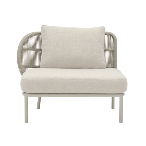 Vincent Sheppard Kodo modular outdoor sofa eenzit rechts dune white inclusief zit- en rugkussen carbon beige