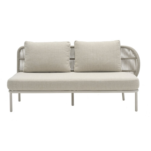 Vincent Sheppard Kodo modular outdoor sofa tweezit links dune white inclusief 1 zit- en 2 rugkussens carbon beige