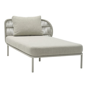 Vincent Sheppard Kodo modular outdoor canapé chaise longue gauche dune white incl. coussin d'assise et de dossier carbon beige