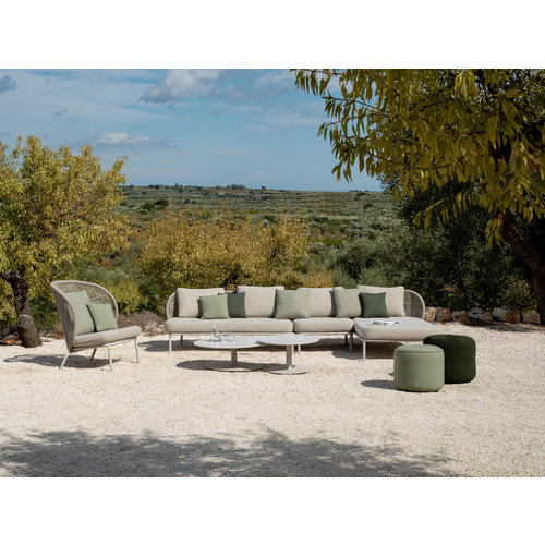 Vincent Sheppard Kodo modular outdoor sofa eenzit links dune white inclusief zit- en rugkussen carbon beige