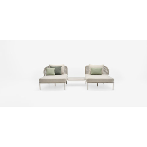 Vincent Sheppard Kodo modular outdoor sofa eenzit links dune white inclusief zit- en rugkussen carbon beige