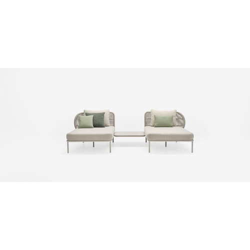 Vincent Sheppard Kodo modular outdoor sofa tweezit links dune white inclusief 1 zit- en 2 rugkussens carbon beige