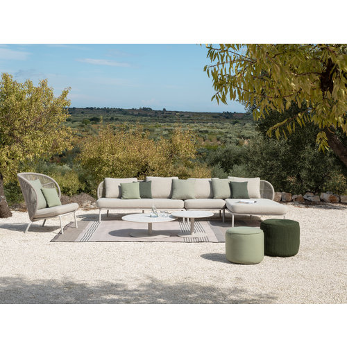 Vincent Sheppard Kodo modular outdoor sofa chaise longue links dune white inclusief  zit- en  rugkussen carbon beige