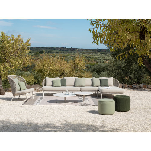 Vincent Sheppard Kodo modular outdoor sofa chaise longue rechts dune white inclusief  zit- en  rugkussen carbon beige