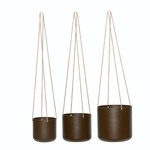 Hübsch Bloom pot de fleurs suspendu large marron - lot de 3
