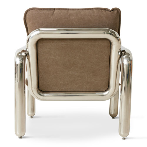 HKLiving Chroom fauteuil canvas bruin