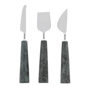 Kave Home Bluma kaasmes groen marmer set van 3