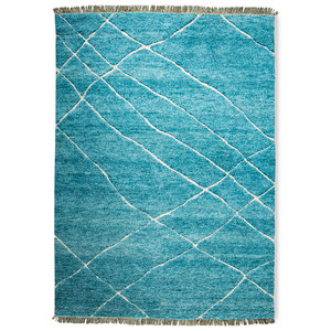 HKLiving Handgeweven tapijt turquoise wol 260 x 360