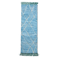 Handgeweven tapijtloper turquoise wol 80 x 250