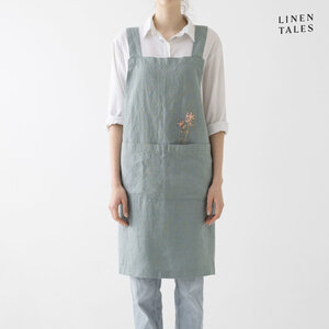 Linen Tales Crossback tablier de cuisine green milieu
