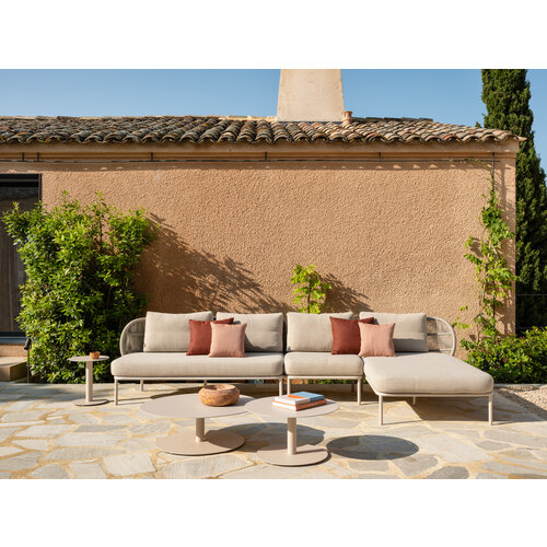 Vincent Sheppard Kodo modular outdoor sofa eenzit links dune white inclusief zit- en rugkussen carbon beige
