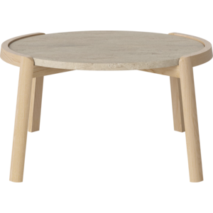 Bolia Mix salontafel rond eik wit geolied blad zandkleurig travertijn Ø 65 x H 35 Bolia Mix salontafel rond eik wit geolied blad zandkleurig travertijn Ø 65 x H 35