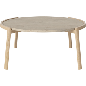 Bolia Mix salontafel rond eik wit geolied blad zandkleurig travertijn Ø 94 x H 42 Bolia Mix salontafel rond eik wit geolied blad zandkleurig travertijn Ø 94 x H 42