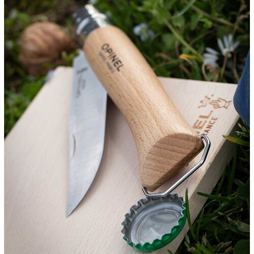 Opinel Gourmets kurkentrekker-zakmes met opener nr.10 rvs/hout