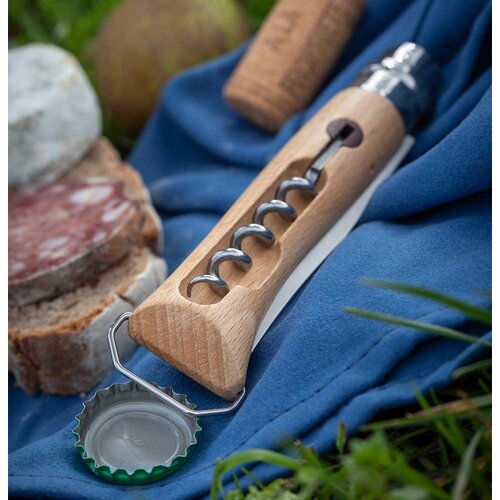 Opinel Gourmets kurkentrekker-zakmes met opener nr.10 rvs/hout