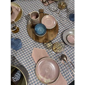 Linge Particulier Nappe en lin à carreaux aux couleurs hivernales 300 x 160