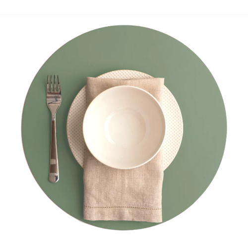 Vacavaliente SRL Ruca placemat rond Sage Green recycl. leer