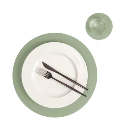 Vacavaliente SRL Ruca placemat rond Sage Green recycl. leer