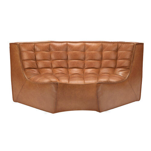 Ethnicraft N701 Sofa rond hoekelement leder old saddle