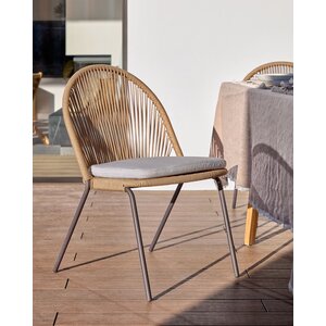 Shann chaise de jardin en acier et corde Beige - MODÈLE D'EXPOSITION