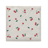 Cherry servetten papier wit/rood - pak van 20