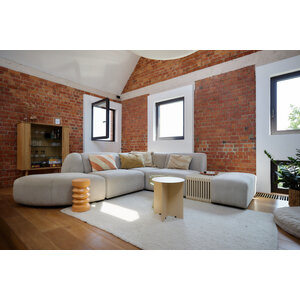 HKLiving Jax sofa hoekelement, 2 x midden element, links hoekelement, kleine poef sneak light grey