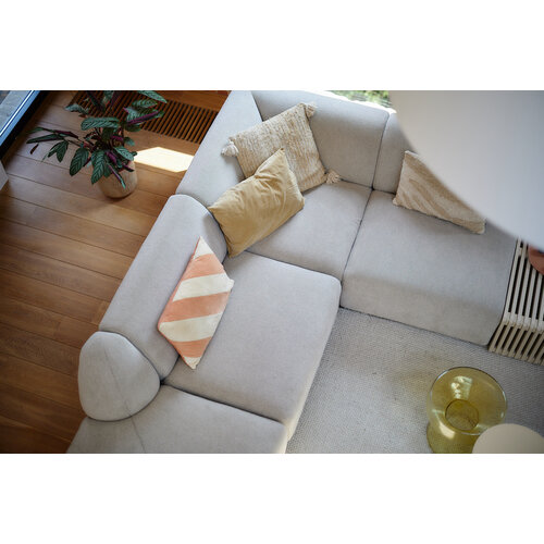 HKLiving Jax sofa hoekelement, 2 x midden element, links hoekelement, kleine poef sneak light grey