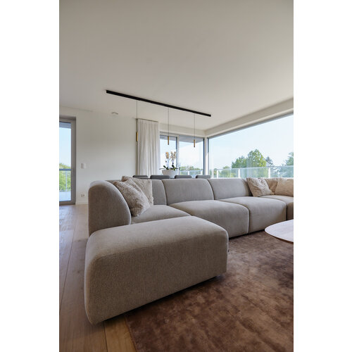 HKLiving Jax sofa links eindelement, kleine poef, 2 x midden element, rechts hoekelement, hoekelement sneak light grey