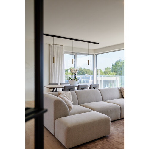 HKLiving Jax sofa links eindelement, kleine poef, 2 x midden element, rechts hoekelement, hoekelement sneak light grey