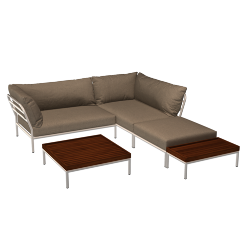 Houe Level2 lounge sofa ottoman sunbrella heritage - mat witte frame