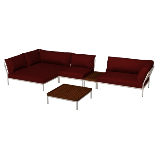 Houe Level2 lounge sofa midden module sunbrella heritage - mat witte frame