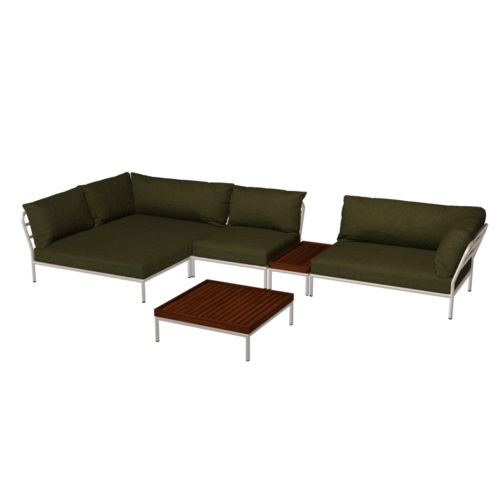 Houe Level2 lounge sofa midden module sunbrella heritage - mat witte frame