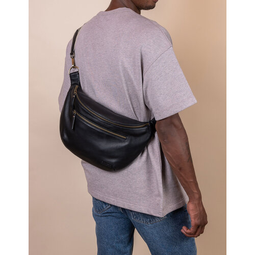 O My Bag Drew maxi bum bag met 2 riemen - soft grain leder zwart