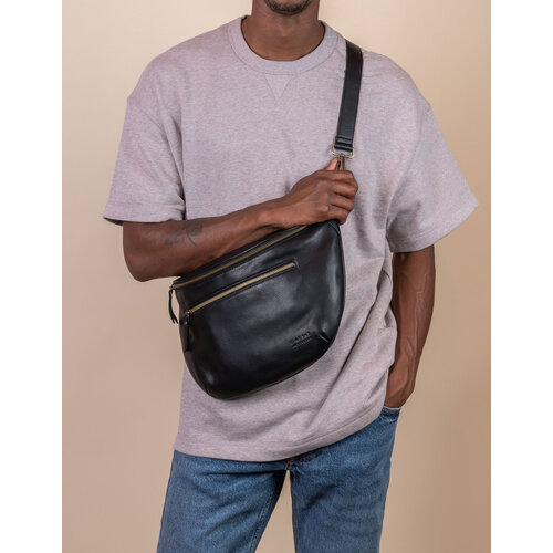 O My Bag Drew maxi bum bag met 2 riemen - soft grain leder zwart