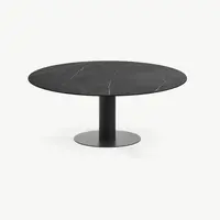 Tiele ronde tuintafel keramiek blad Pietra Grey onderstel gitzwart