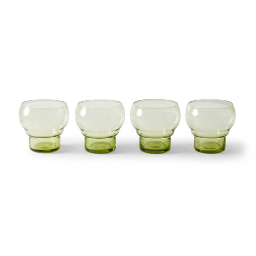 HKLiving 70's Bulb glazen Mint green - Set van 4
