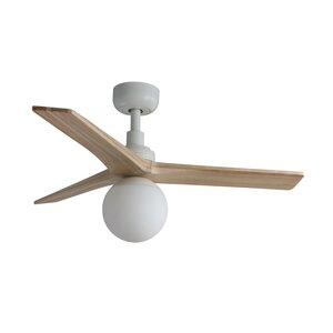 Faro Barcelona Klim S ventilateur Ø 925 Led blanc / light oak DC E27