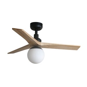 Faro Barcelona Klim S ventilateur Ø 925 Led noir / light oak DC E27